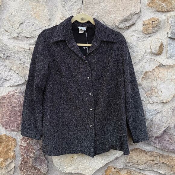 Vintage 70s carol O lurex long sleeve blouse size large - Picture 5 of 9
